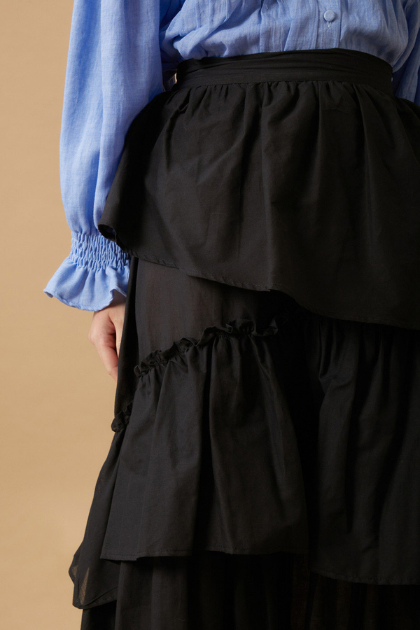 Asimetrik Fırfırlı Etek Siyah - 6