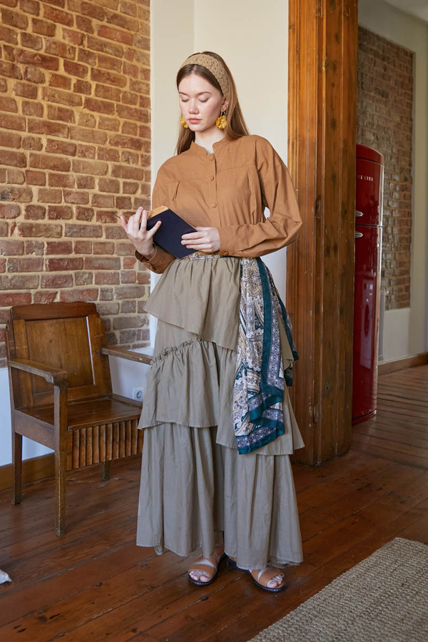 Asimetrik Fırfırlı Etek Taş - 13