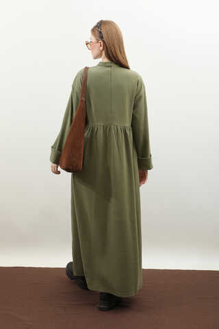 Asimetrik Fitilli Elbise Haki - 8