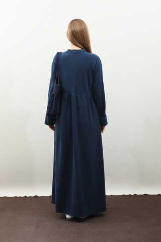 Asimetrik Fitilli Elbise Lacivert - 8