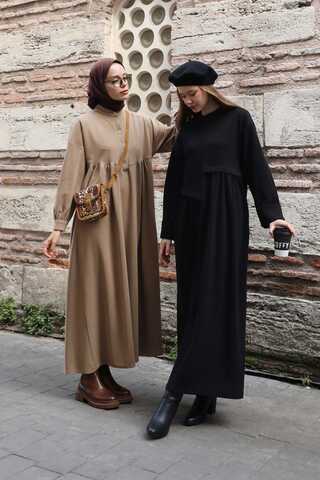 Asimetrik Fitilli Elbise Siyah - 8