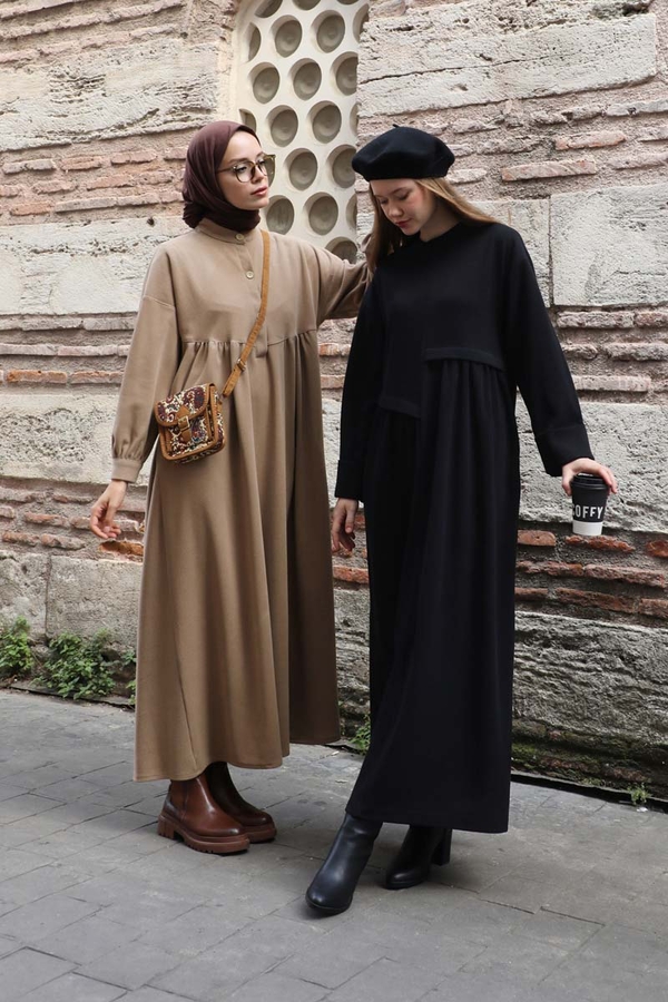 Asimetrik Fitilli Elbise Siyah - 8