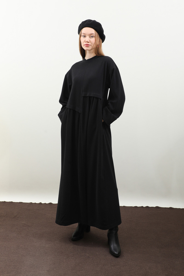 Asimetrik Fitilli Elbise Siyah - 11