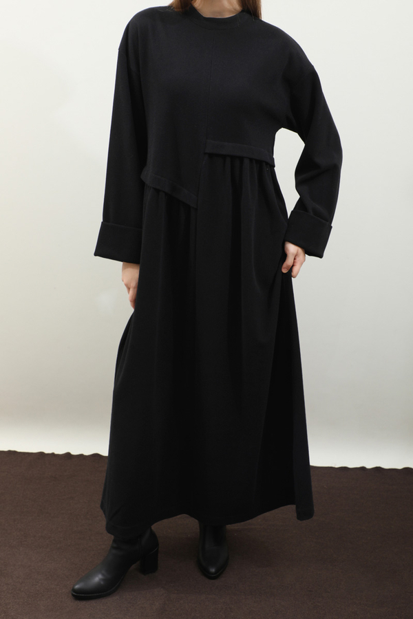 Asimetrik Fitilli Elbise Siyah - 12