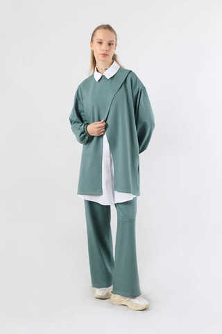 Asimetrik Gömlekli Tunik Takım Mint - 3