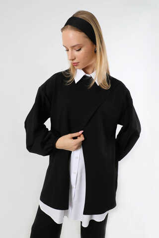 Asimetrik Gömlekli Tunik Takım Siyah - 2
