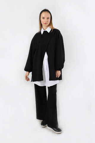 Asimetrik Gömlekli Tunik Takım Siyah - 5