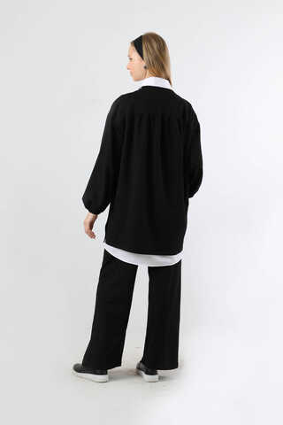 Asimetrik Gömlekli Tunik Takım Siyah - 6