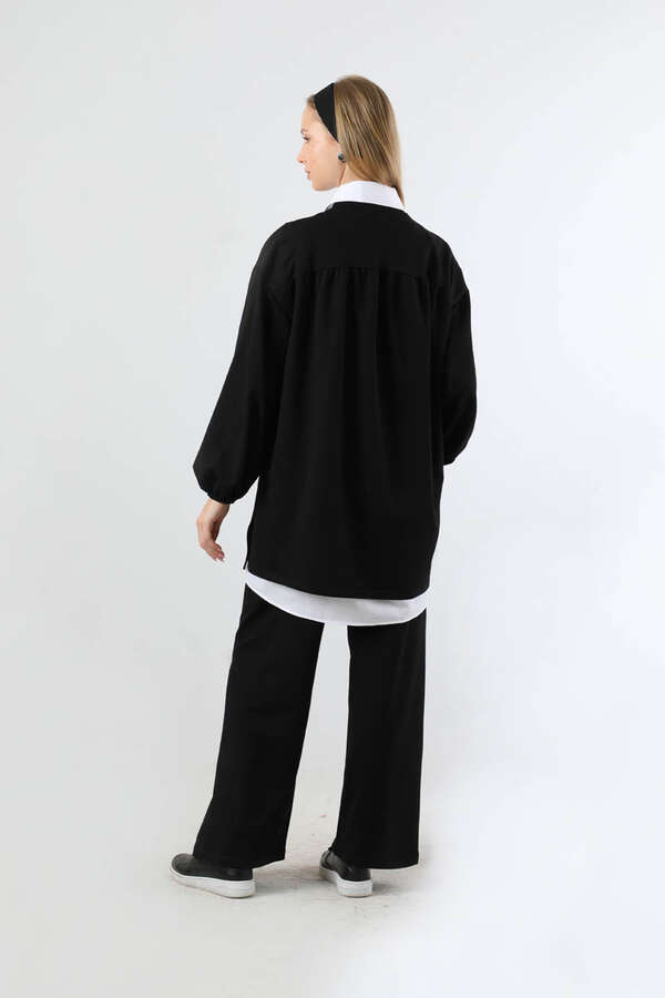 Asimetrik Gömlekli Tunik Takım Siyah - 6