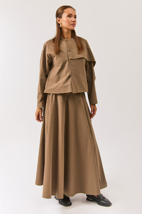 Asimetrik Parçalı Gömlek Toprak - 4