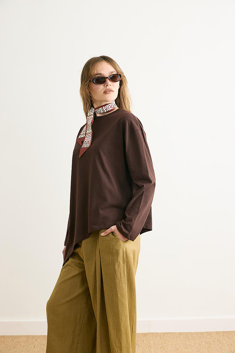 Asimetrik Tişört Acı Kahve