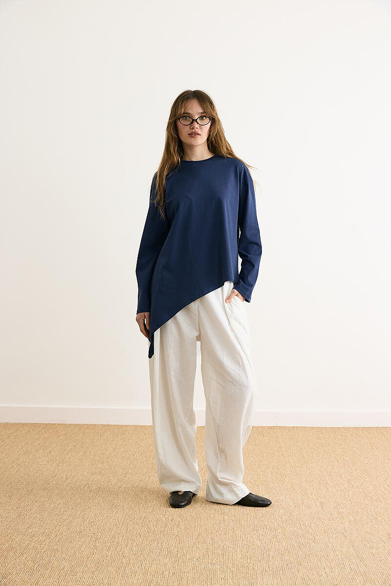 Asimetrik Tişört Lacivert