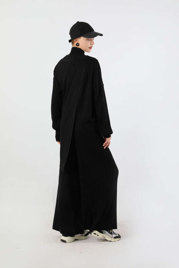 Asimetrik Triko Takım Siyah - 6