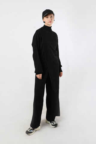 Asimetrik Triko Takım Siyah - 1