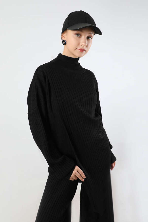 Asimetrik Triko Takım Siyah - 2