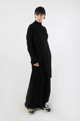 Asimetrik Triko Takım Siyah - 3