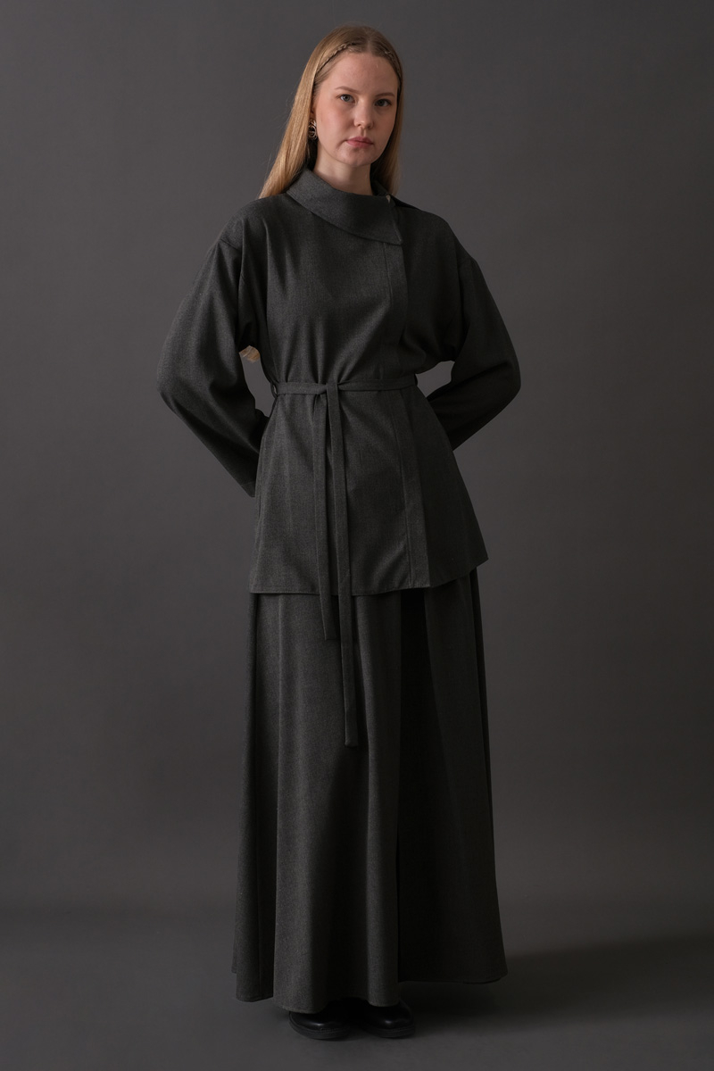 Asimetrik Yaka Gömlek Antrasit