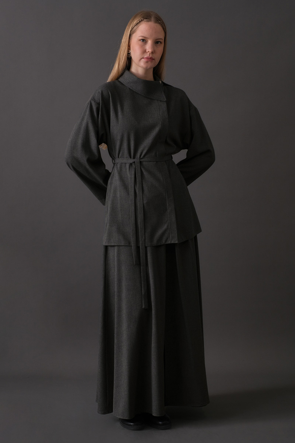 Asimetrik Yaka Gömlek Antrasit 