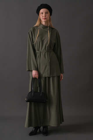 Asimetrik Yaka Gömlek Haki - 10