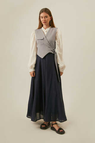 Asimetrik Yelek Gri - 2