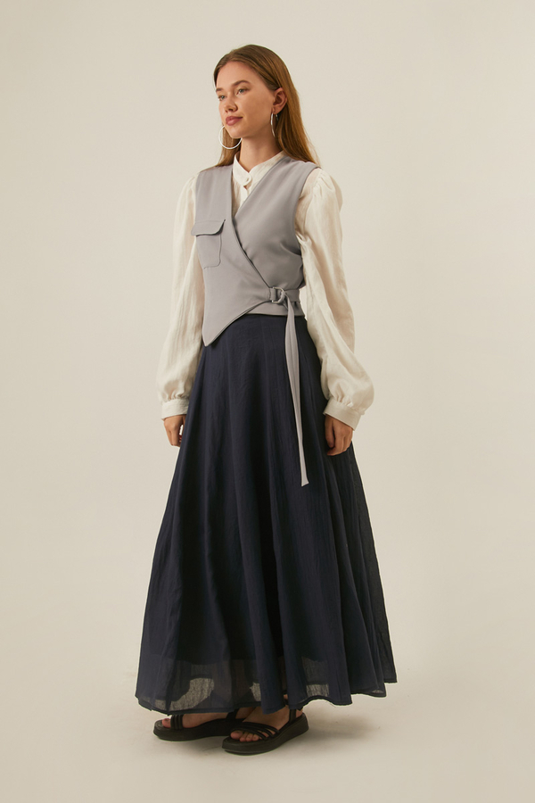 Asimetrik Yelek Gri - 5