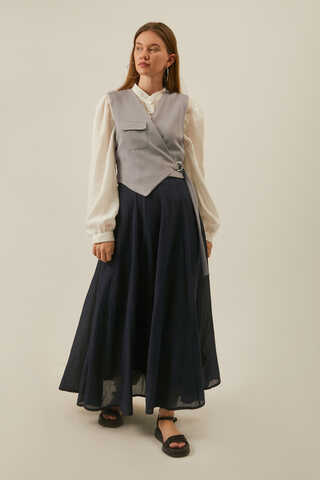 Asimetrik Yelek Gri - 3