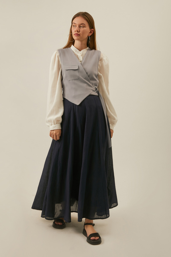 Asimetrik Yelek Gri - 3