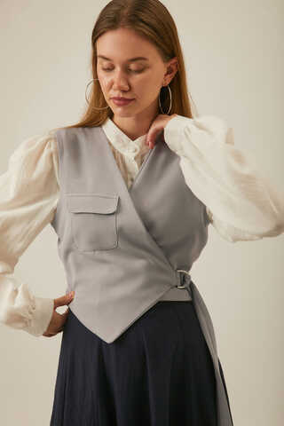 Asimetrik Yelek Gri - 1