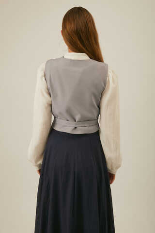 Asimetrik Yelek Gri - 8