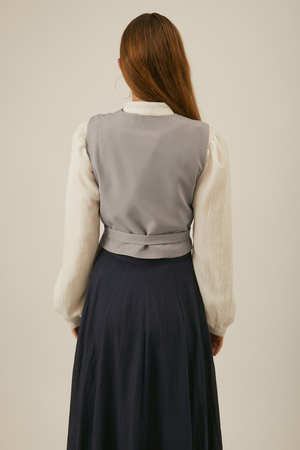 Asimetrik Yelek Gri - 8