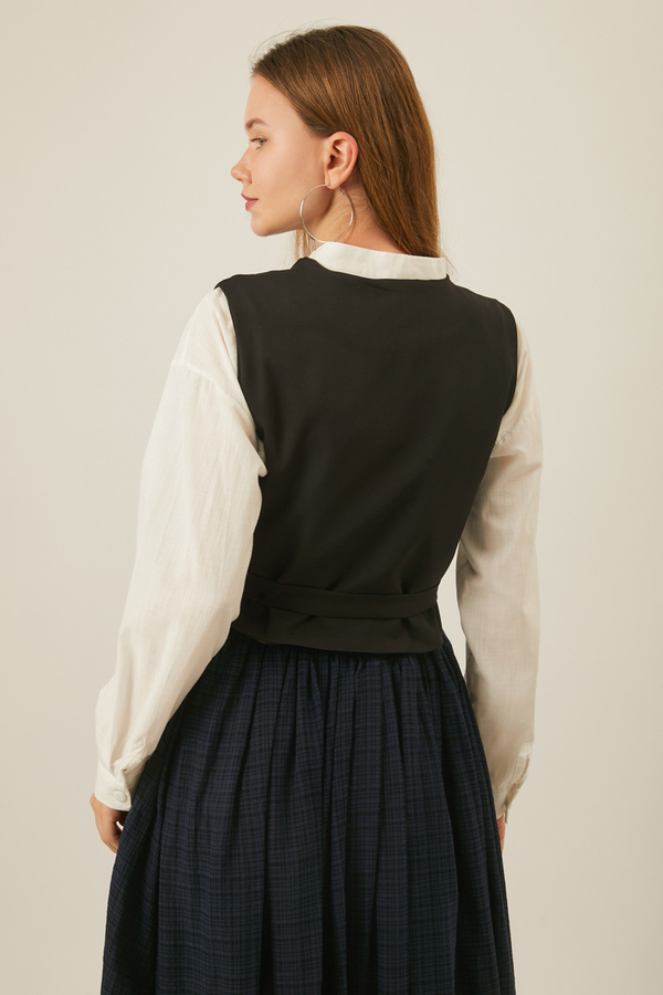 Asimetrik Yelek Siyah - 8