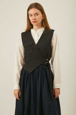 Asimetrik Yelek Siyah - 1