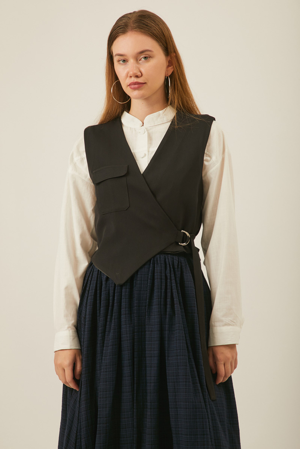 Asimetrik Yelek Siyah - 1