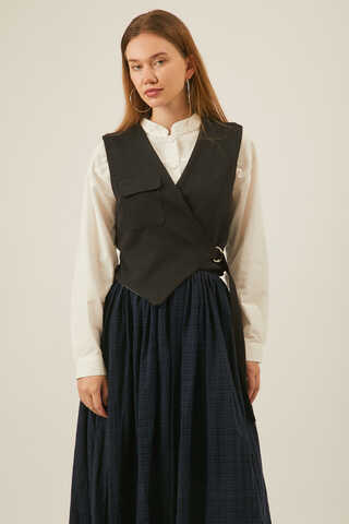 Asimetrik Yelek Siyah - 5