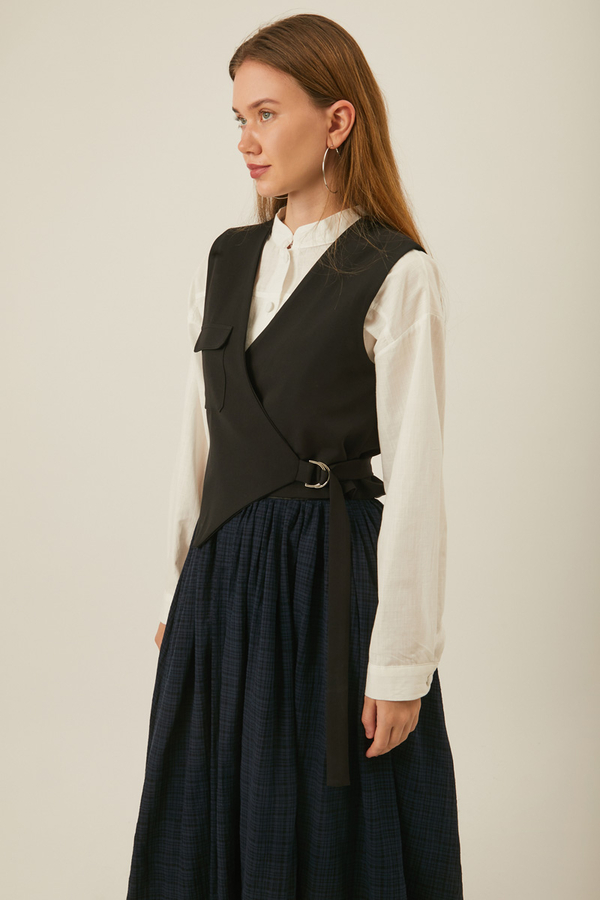 Asimetrik Yelek Siyah - 6