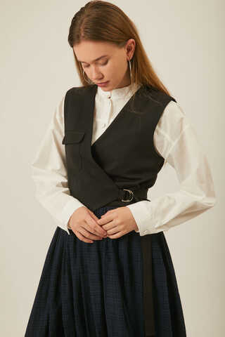 Asimetrik Yelek Siyah - 7