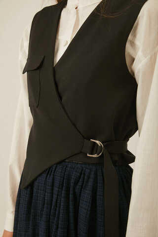 Asimetrik Yelek Siyah - 4