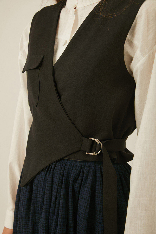 Asimetrik Yelek Siyah - 4