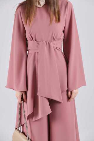 Asymmetric Belted Tunic Suit Dried Rose - 2