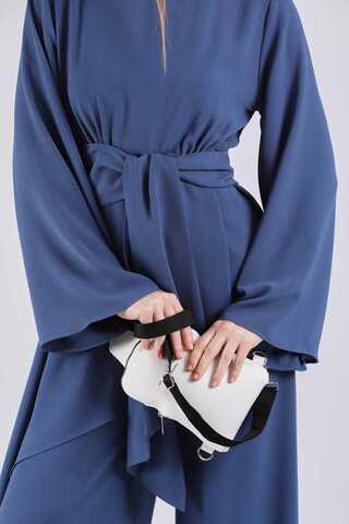 Asymmetric Belted Tunic Suit İndigo - 2