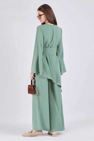 Asymmetric Belted Tunic Suit Mint - 5