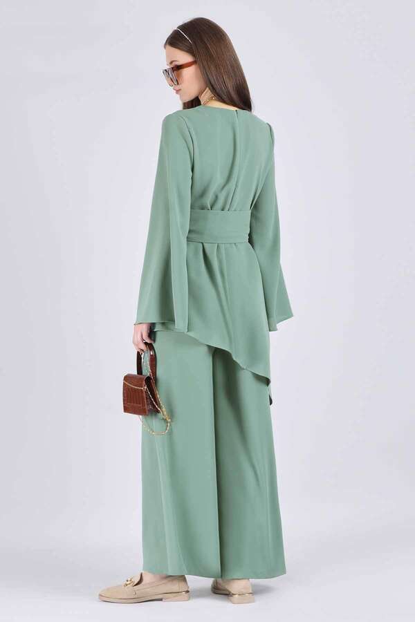 Asymmetric Belted Tunic Suit Mint - 5