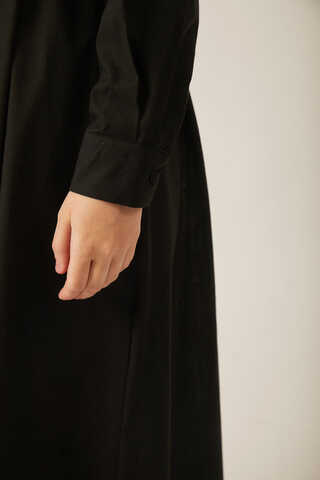 Asymmetric Buttoned Dress Black - 21