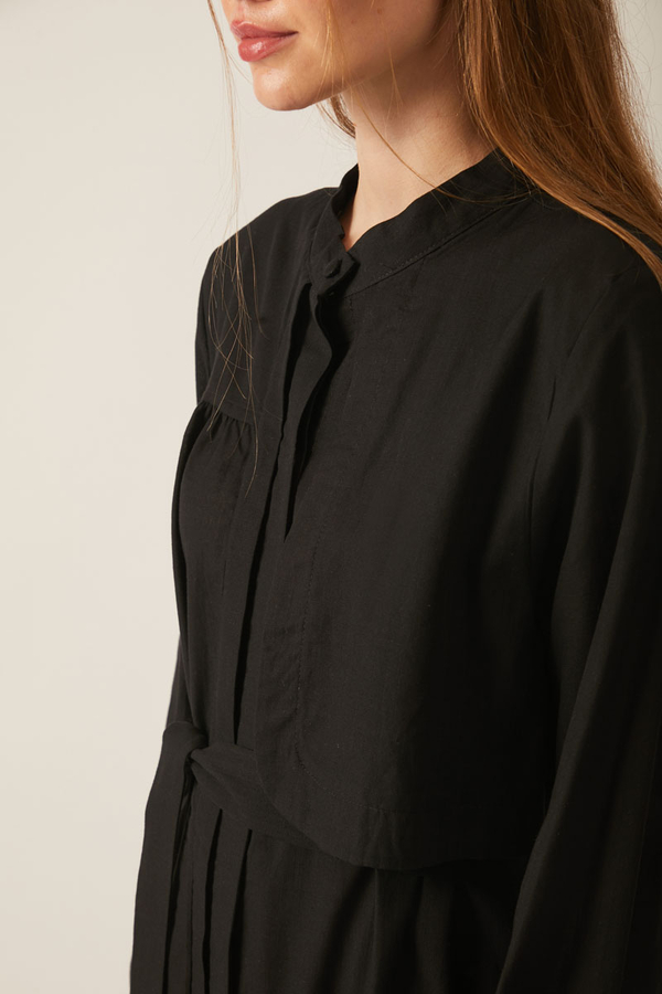 Asymmetric Buttoned Dress Black - 14