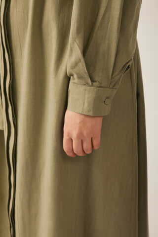 Asymmetric Buttoned Dress Khaki - 21