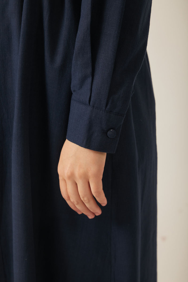 Asymmetric Buttoned Dress Navy - 15