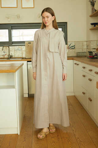 Asymmetric Buttoned Dress Stone - 4