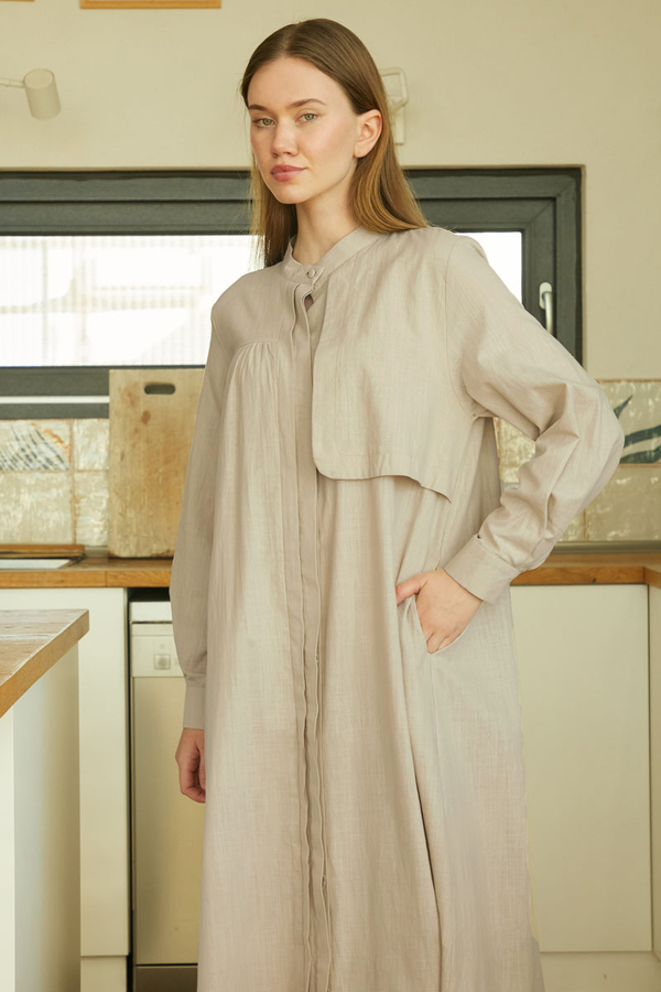 Asymmetric Buttoned Dress Stone - 3