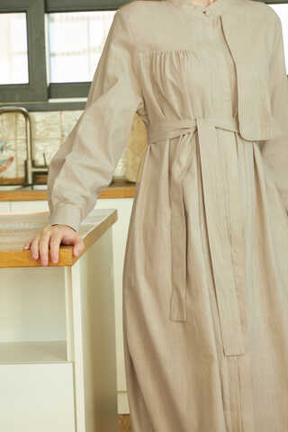 Asymmetric Buttoned Dress Stone - 7
