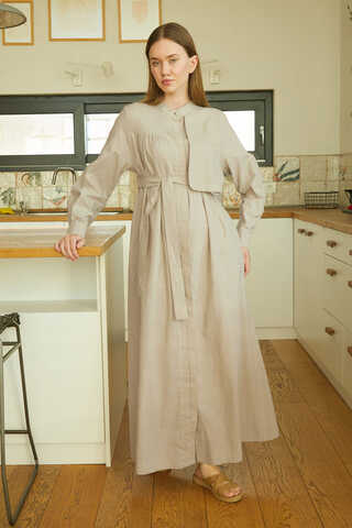 Asymmetric Buttoned Dress Stone - 2